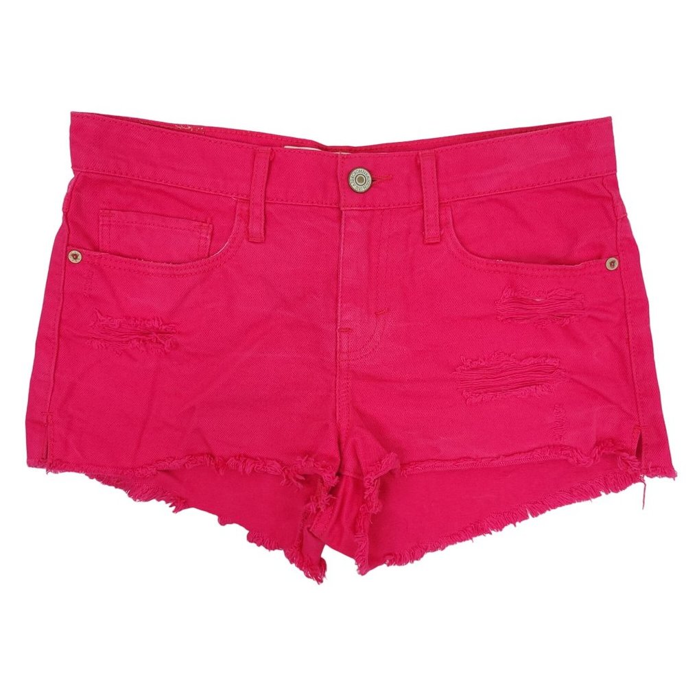 Abercrombie and Fitch Womens Denim Shorts Cutoffs Size 2 W 26 Pink Distressed